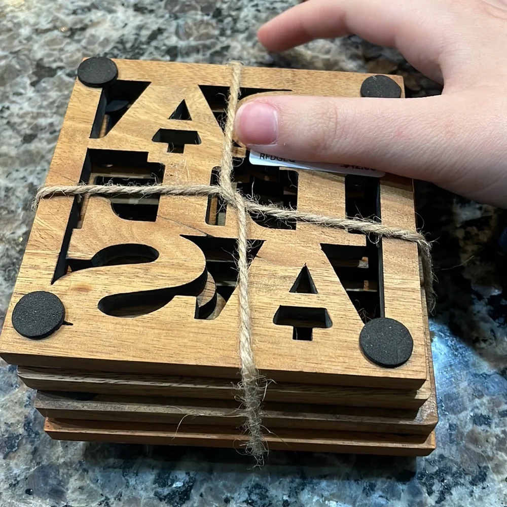 “Dallas” Wooden 4 Coaster Set Texas State Laser Cut - Picture 3 of 3